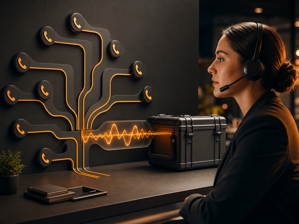 Grok TTS telephony package showing a completed IVR call flow, prompt waveforms, and verified codec delivery files